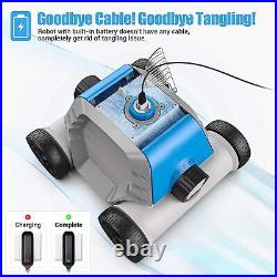 Above Ground Pool Cleaner Robot Vacuum 90mins Cordless Automatic Vacuum Blue
