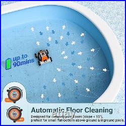 Above Ground Pool Cleaner Robot Vacuum IPX8 Cordless Automatic Vacuum 90mins