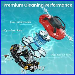 Automatic Pool Vacuum Cleaner Robotic Cordless WIth Dual-Motors LED Indicator