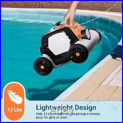 Cordless Robotic Pool Cleaner 90min IPX8 Waterproof Automatic Pool Vacuum Orange