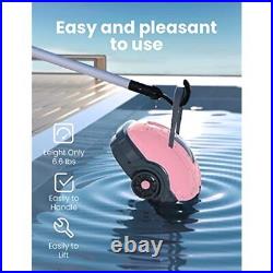Cordless Robotic Pool Cleaner, Automatic Pool Vacuum, IPX8 Waterproof Pink