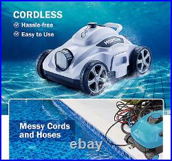 Cordless Robotic Pool Cleaner, HDPEAK Pool Vacuum Lasts 110 Mins, Auto-Parking