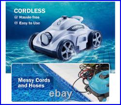 Cordless Robotic Pool Cleaner Pool Vacuum Lasts 110 Mins, Auto-Parking Automatic