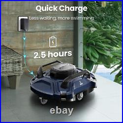 Cordless Robotic Pool Vacuum Automatic Pool Cleaner Self-Park, Dual-Motors Blue