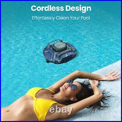 Cordless Robotic Pool Vacuum Automatic Pool Cleaner Self-Park, Dual-Motors Blue