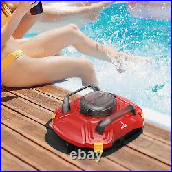 Cordless Robotic Pool Vacuum Automatic Pool Cleaner Self-Parking IPX8 red