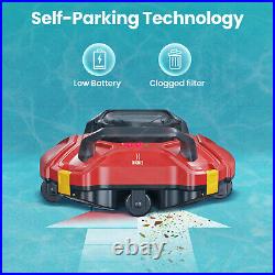 Cordless Robotic Pool Vacuum Automatic Pool Cleaner Self-Parking IPX8 red