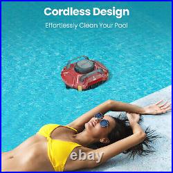 Cordless Robotic Pool Vacuum Automatic Pool Cleaner Self-Parking IPX8 red