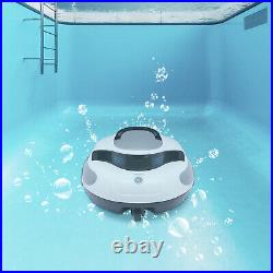 Cordless Robotic Pool Vacuum Automatic Pool Cleaner Self-Parking LED Indicator