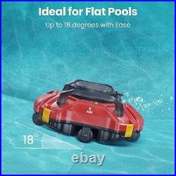 Cordless Robotic Pool Vacuum Cleaner Automatic Self-Parking LED Indicator Red