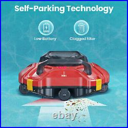 Cordless Robotic Pool Vacuum Cleaner Automatic Self-Parking LED Indicator Red