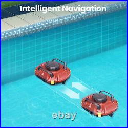 HICHEE Automatic Pool Vacuum Cleaner Robotic Cordless Dual-Motors LED Indicator