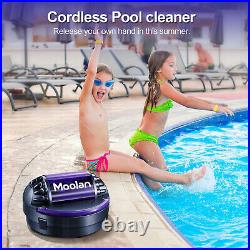 Moolan Cordless Robotic Pool Cleaner Automatic Pool Vacuum Robot Lasts 120 Mins