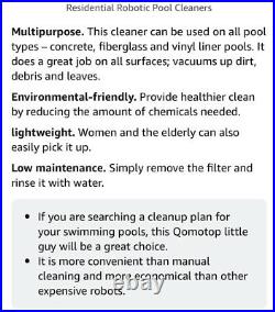 QOMOTOP Robotic Pool Cleaner, Cordless Automatic Pool Cleaner with Battery