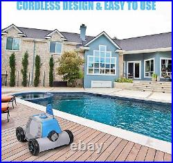 QOMOTOP Robotic Pool Cleaner, Cordless Automatic Pool Cleaner with Battery for