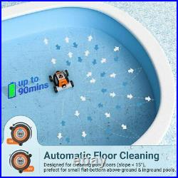 Robotic Pool Cleaner, 90mins IPX8 Cordless Automatic Pool Vacuum With 2 Motors